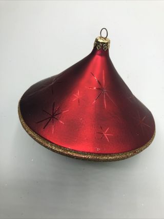 Christopher Radko 6” Starship.  Rare Red And Green Spin Top Ornament 96 - 113 - 0 5