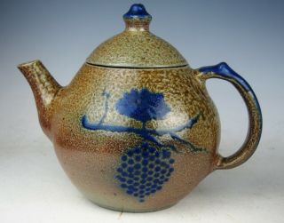 Ben Owen Master Potter Rare Salt Glazed Teapot - Cobalt Blue Decor