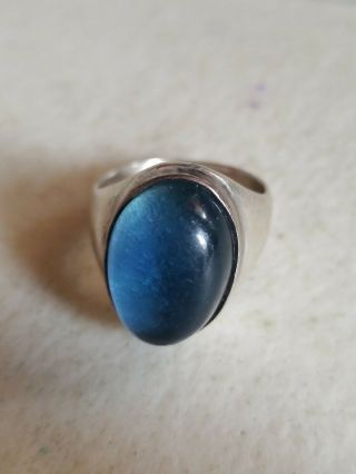 Vintage Mexico 925 Sterling Silver Blue Stone Ring - Size 10 1/2