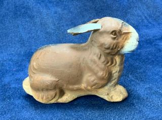 Antique 4 " Easter Bunny / Rabbit Paper Mache Candy Container Glass Eyes German