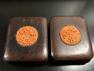 Vintage Wooden Jewelry Box Of 2,  Made In Japan.