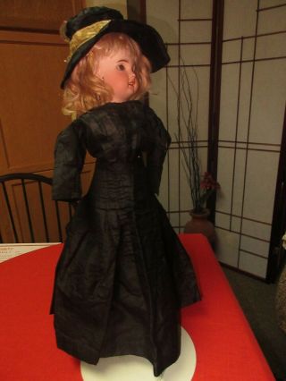 Antique 1880 Black Silk Blend Lady Doll Gown 17 " For Antique French Doll