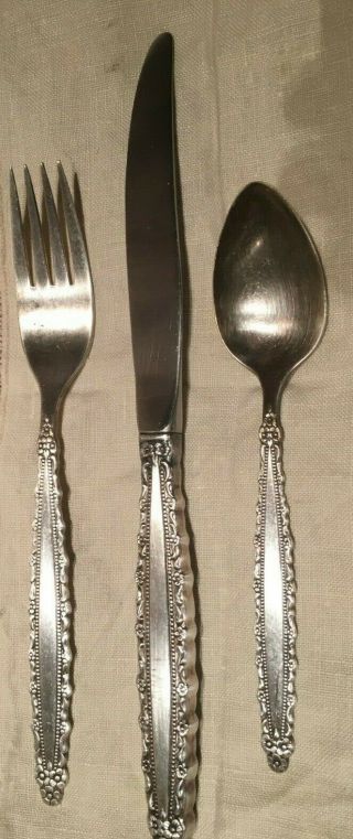 Vintage 70s Oneida Community Knife Fork Teaspoon Silverware Royal Lace Pattern