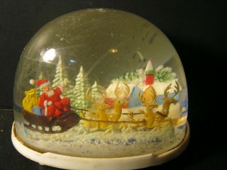 Vintage - Santa In Sleigh W / Reindeer - Snow Dome / Globe - Hong Kong
