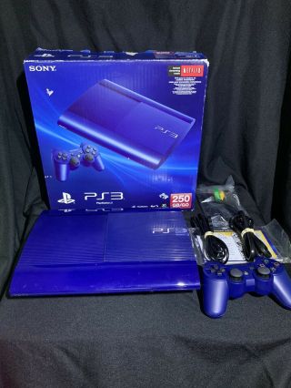 Sony Playstation 3 Slim Console Azurite Blue Ps3 System - Rare