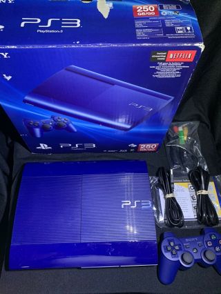 Sony Playstation 3 Slim Console Azurite Blue PS3 System - RARE 2