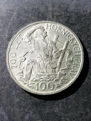 1949 Czechoslovakia 100 Korun - Au - Rare Silver Crown Coin
