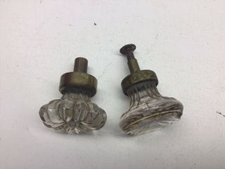 2 Antique Brass And Glass Knob Drawer Pulls 2