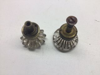2 Antique Brass And Glass Knob Drawer Pulls 3