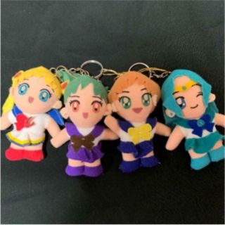 Japanese Antique Sailor Moon Plush Doll Mascot Key Chain Set Of 4 Rare