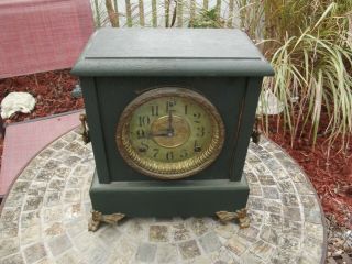 Antique Sessions Wood Mantle Clock,  8 Day Chimes With Pendulum 10x11x5