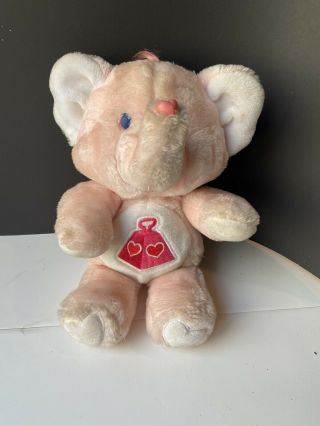 Vintage 1984 Pink Care Bears Lotsa Heart Elephant 12 " Plush Toy Cousins