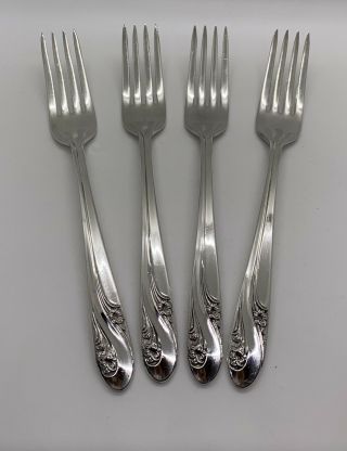 Holmes & Edwards Romance 1952 Dinner Forks Vintage Silverplate Flatware Set Of 4