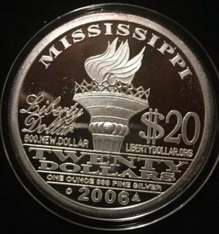 Mississippi Norfed Liberty Smi Silver 1 Oz 2006 Very Rare