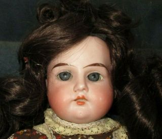 16 " Antique Bisque Head Leather Body Glass Eyes Doll Marked Ruth 9/0