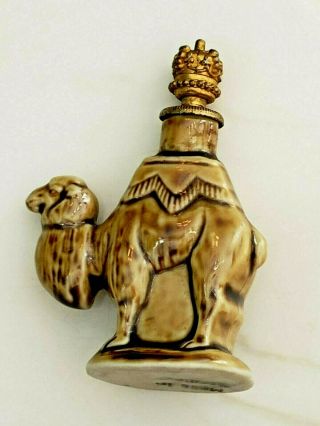 Vintage - Antique Germany - Camel - Porcelain Crown Topper Perfume Bottle