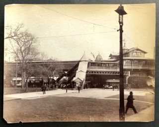 Antique 1890’s Greeley Square Elevated Railroad,  York City,  Ny Albumen Photo