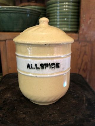 Rare - Brush Mccoy Allspice Dandylune Yellow Wate Spice Jar