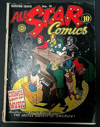 Rare 1944 All Star Comics Dc No.  19 Winter Edition - Justice Society Of America
