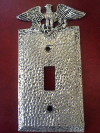1 Vintage Patriotic Metal Edmar Black Hammered Switch Plate Cover Eagle Arrows