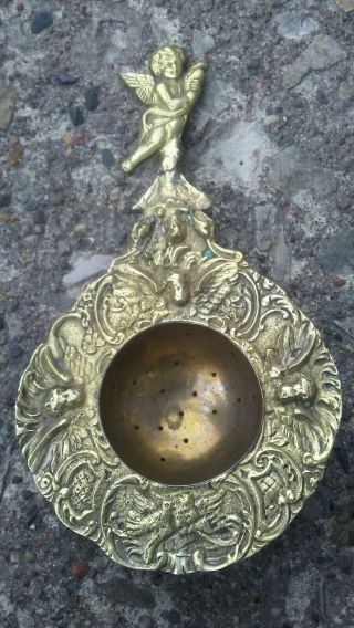 Vintage Brass Cherub Tea Strainer Infuser.