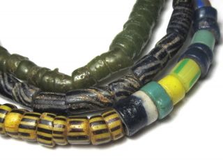 22 " Strand Of Rare Well Worn Small Mixed Ghana Sand Cast/venetian Glass Beads