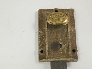Vintage Sears Brass Dead Bolt Rim Lock With Brass Knob 3 1/2 "