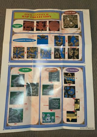 Final Fantasy Ii 2 Nintendo Snes Game Map Poster Rare