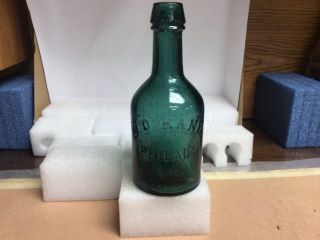 Rare Dark Blue Green Fat Squat Soda Or Beer Bottle J.  O.  Kane,  Philadelphia