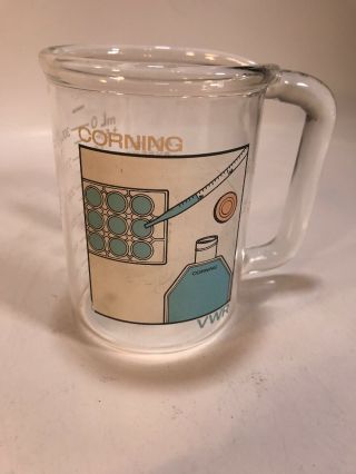 Vintage Corning Pyrex Lab Glass Measuring Cup Drink Coffee Mug 400 Ml.  Rare