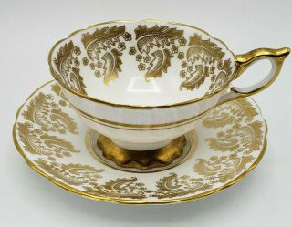 Royal Stafford Wide Mouth Heavy Gold Lace Bone China England Tea Cup & Saucer