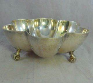 Antique 1938 Reed & Barton Silver Plate Fluted Bowl Floral Footed 150 6 " X 2.  25 "