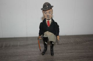 Antique Rare Schuco Charlie Chaplin Tin Wind Up Hand Painted Toy