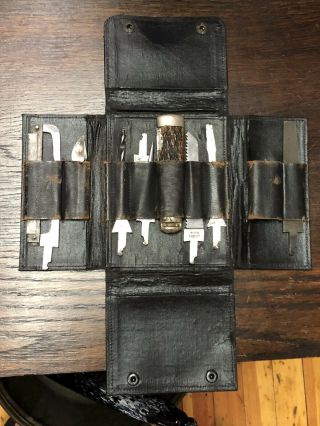 Rare Antique Napanoch 9pc Multi Tool Knife Set - Pre 1919 Winchester