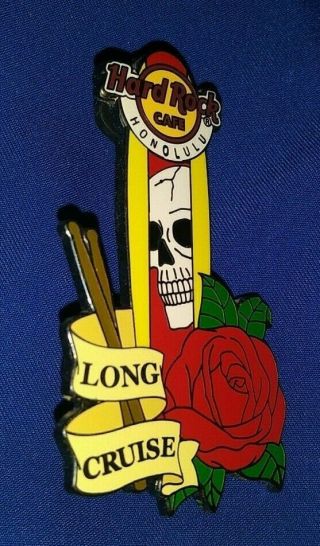 Hard Rock Cafe Hrc Honolulu Long Cruise Skull Rose Collectible Pin Rare /le