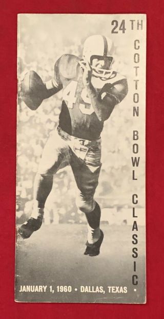 Vintage 1960 Cotton Bowl Syracuse Vs Texas Media Guide Ernie Davis Old Antique
