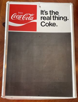 Rare Vintage 1969 Coca - Cola Coke Metal Chalkboard Sign 27”x20”