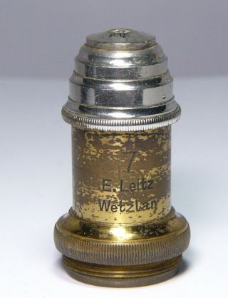 Microscope Objective: E.  Leitz Wetzlar 7,  Antique Brass
