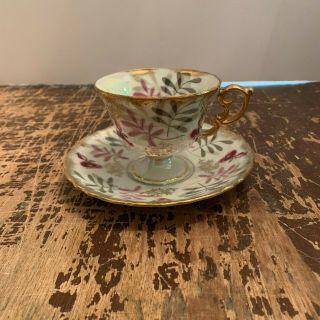 Vintage Fancy Leaf Porcelain Coffee Cup And Saucer Made In Japan