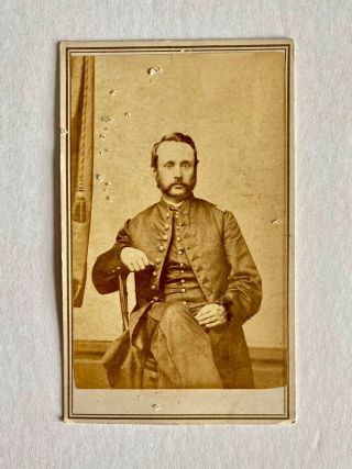 Rare 1860s Civil War Union Uniformed Officer Cdv Photograph Bedford,  Mass