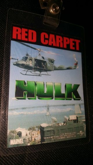 Red Carpet Vip Badge For Marvel Live Action Hulk (2003) Film Rare Memorabilia