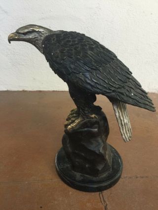 Rare Vintage J.  Moigniez Eagle Bronze Sculpture 18.  6 Pounds