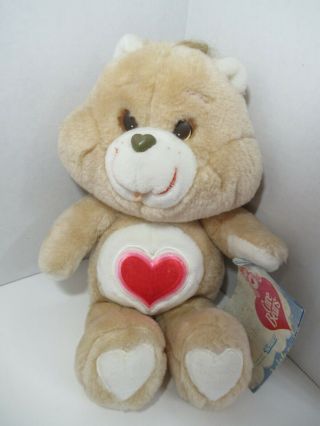Care Bears Vintage Kenner Tenderheart Bear Plush Tan Brown 13 " Teddy Heart 1983