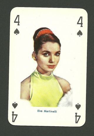 Elsa Martinelli Rare Vintage 1950s Film Star Actress Pin Up Playing Card
