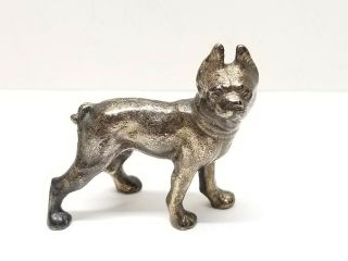 Vtg Hubley Cast Iron Boston Terrier Dog Paperweight Bulldog Brass Bronze Coated
