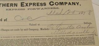 ANTIQUE 1878 SOUTHERN EXPRESS CO BILL OF LADING RECEIPT BOOK RAILROAD FREIGHT 2