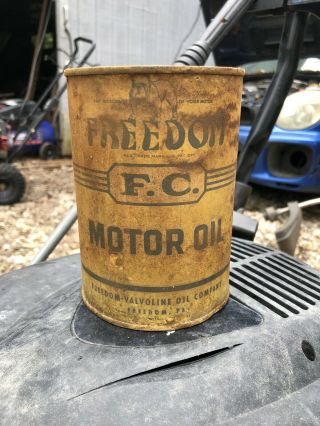 Antique And Rare Freedom Fc Motor Oil Can Full