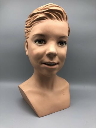 Rare Vintage Young Boy Mannequin Head Store Display