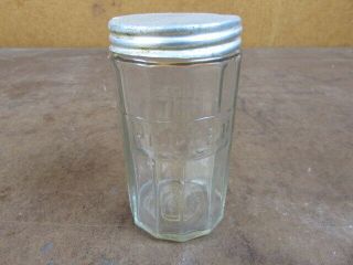 Antique Art Deco Clear Glass Canister Pepper Jar With Lid Vintage