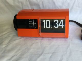 Vintage 1966 Solari Cifra 2 Flip Clock Made In Italy Orange Italian Rare